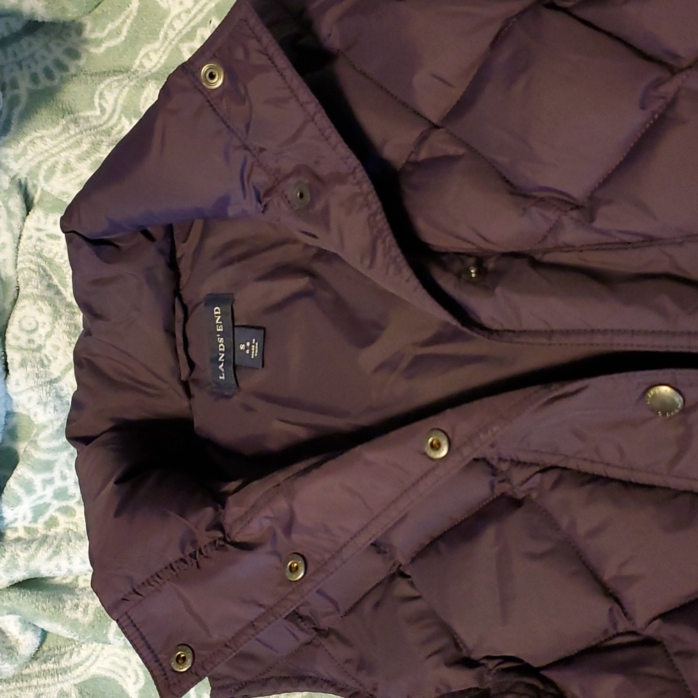 Land's End Down Puffer Vest Eggplant S - Picture 8 of 8